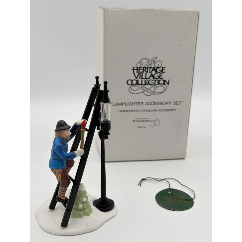 Department 56 Heritage Village Lamplighter Accessory Set Porcelain Boxed 5577-8
